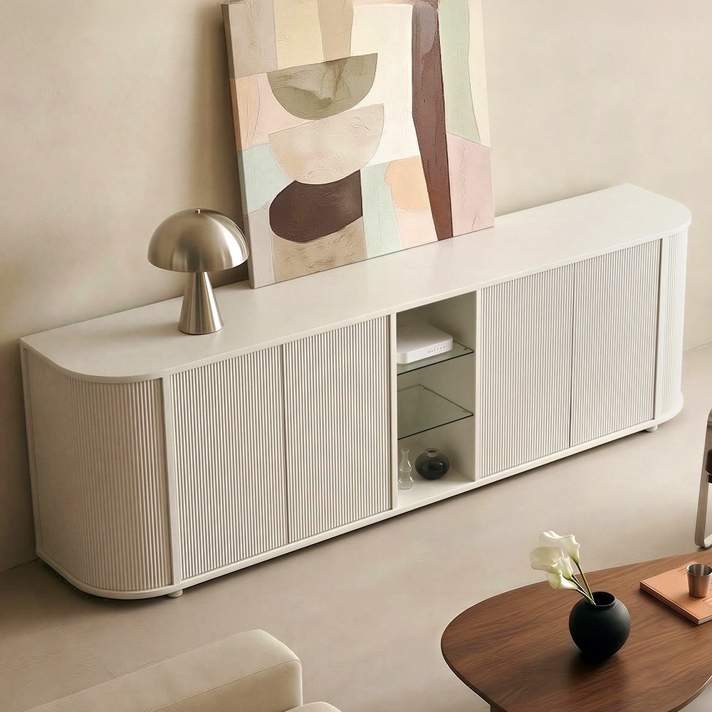 밀라노 2100 라운드 템바보드 높은거실장 티비다이 다리호환 H600 334,150원