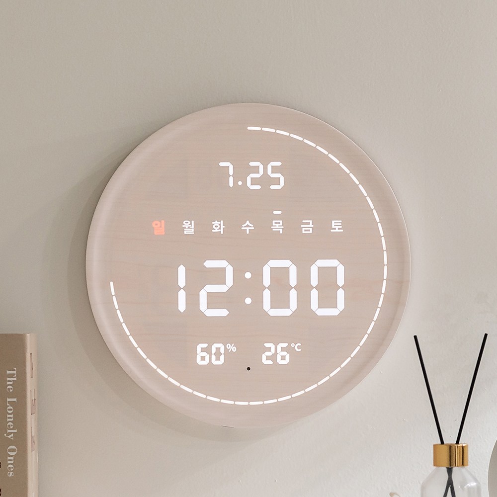 플라이토 무선 루나 터닝 원형 온습도 와이파이 LED 벽시계 (화이트), 단품 249,000원