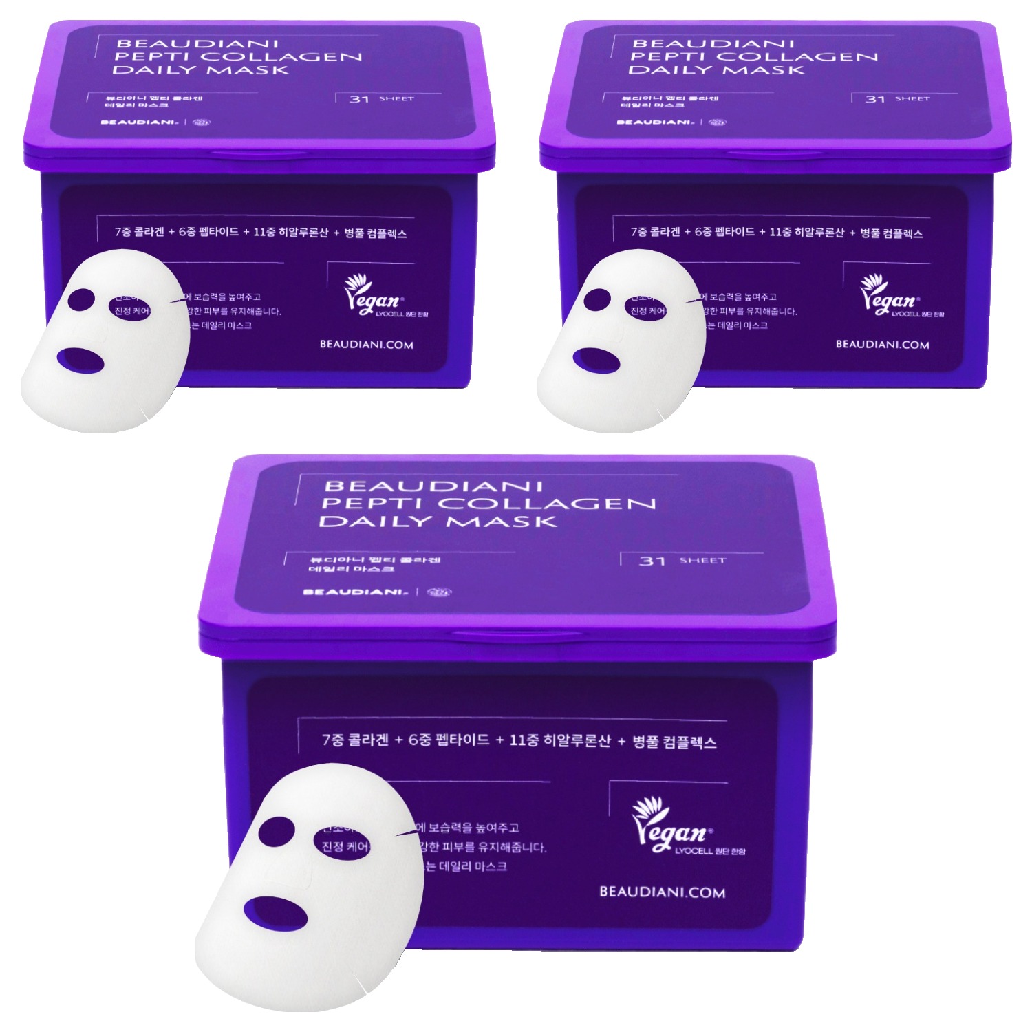 뷰디아니 펩티 콜라겐 데일리 마스크, 31개입, 3개 74,250원