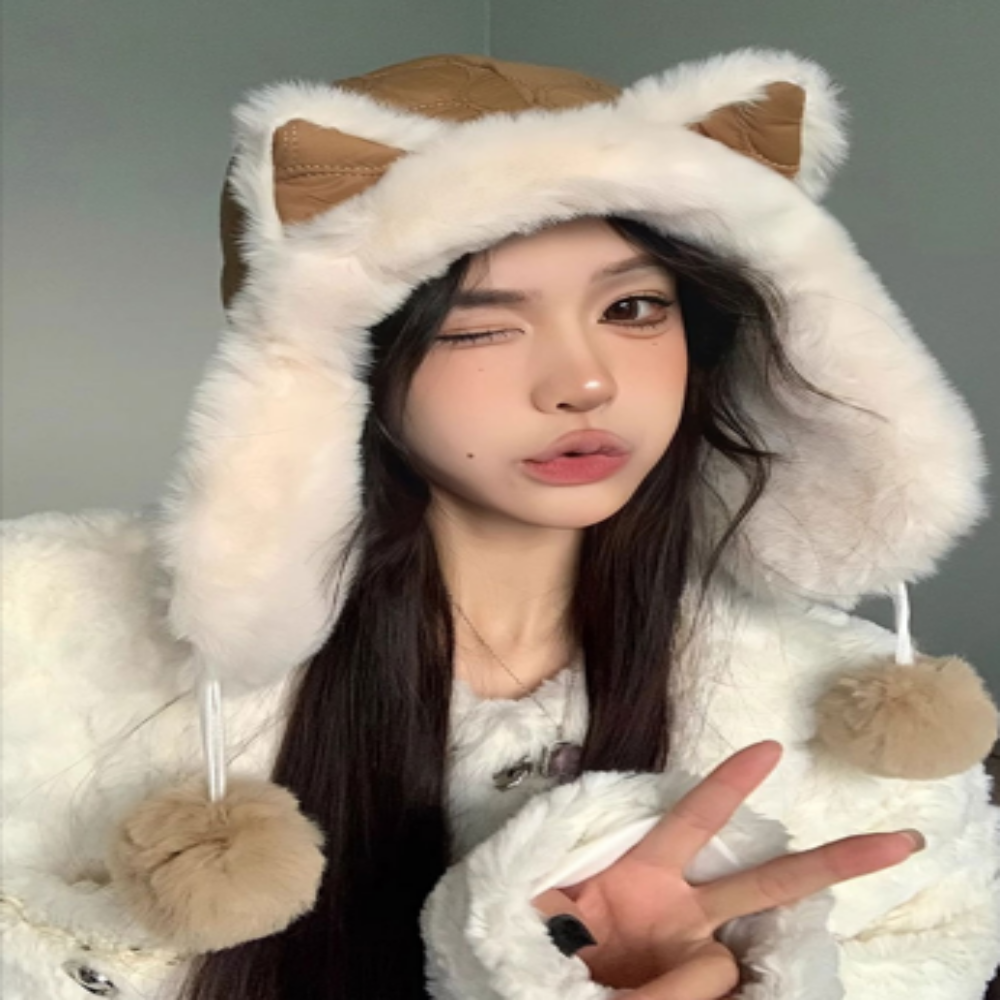 퀘인트 겨울 귀여운 예쁜 고양이털모자 방한 군밤 귀도리 귀 스키장 귀달이 버킷햇 16,000원