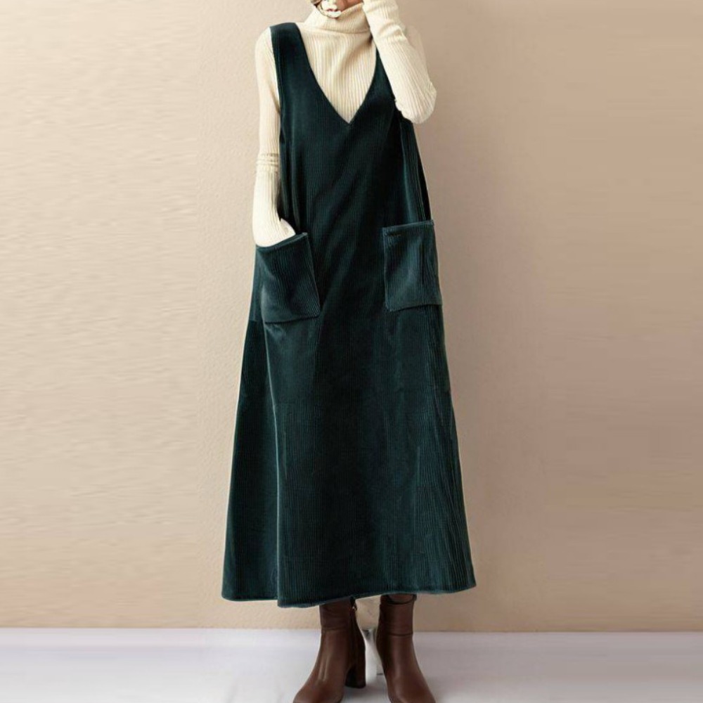 ZAJA 여성 추동 원피스 세트 터틀넥 니트+브이넥 민소매 롱스커트 투피스 45,820원