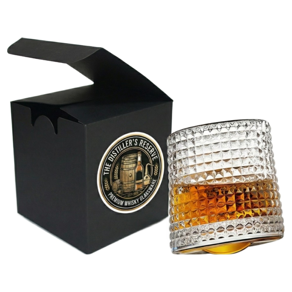 회전하는 위스키 양주 전용 언더락 전용 술 잔 (벌집 패턴), 1개, 현재가 7,500원