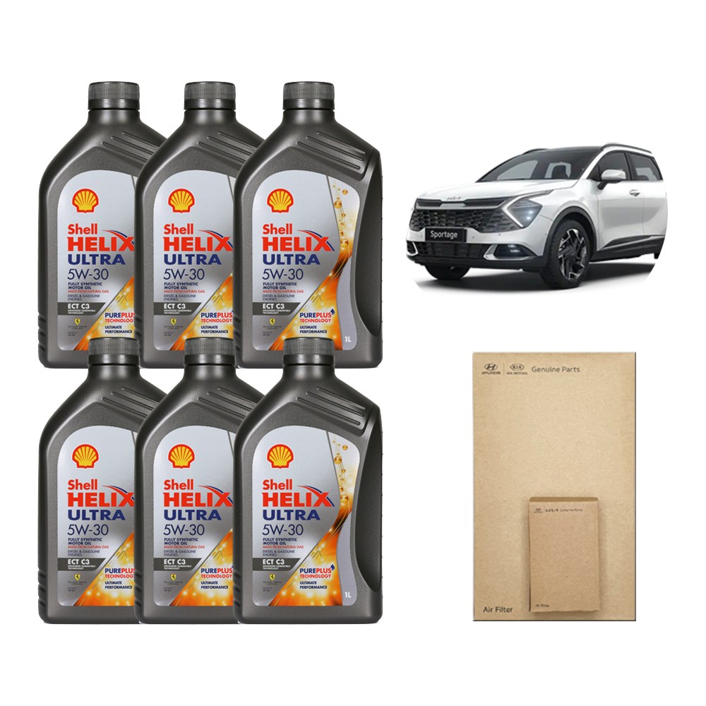 [한국 쉘힐릭스울트라] 스포티지 NQ5 디젤 엔진오일+에어크리너+오일필터 세트 106,900원