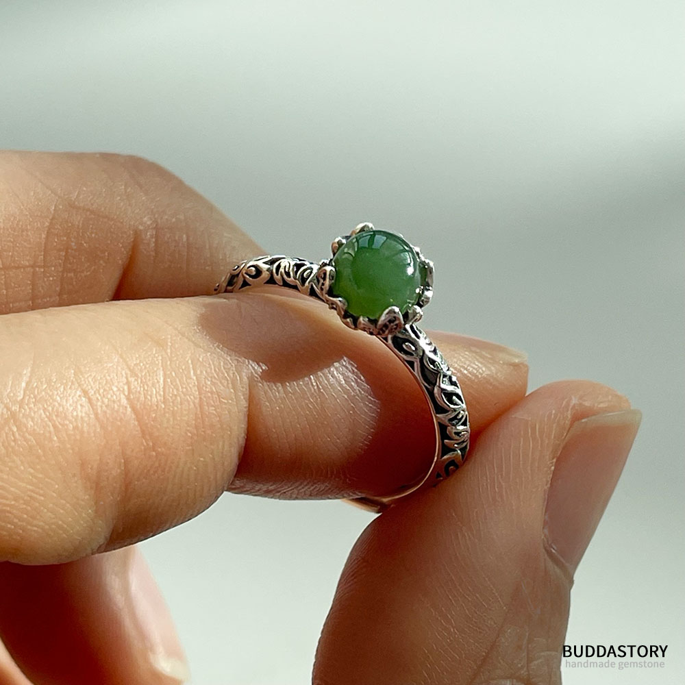 클래식 천연 원석 옥 실버925 원포인트 비취 반지 59,900원