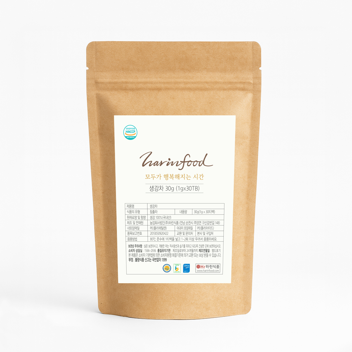 하린식품 HACCP 생강차 (1gx30티백) 국내산 100% 31,200원