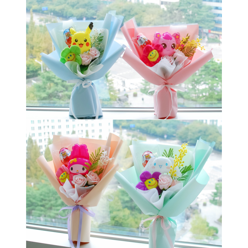 어린이집, 유치원 - 졸업식 학예회 재롱잔치 캐릭터(하츄핑 피카츄 마이멜로디 시나모롤) 킨더 조이 풍선꽃다발 13,500원