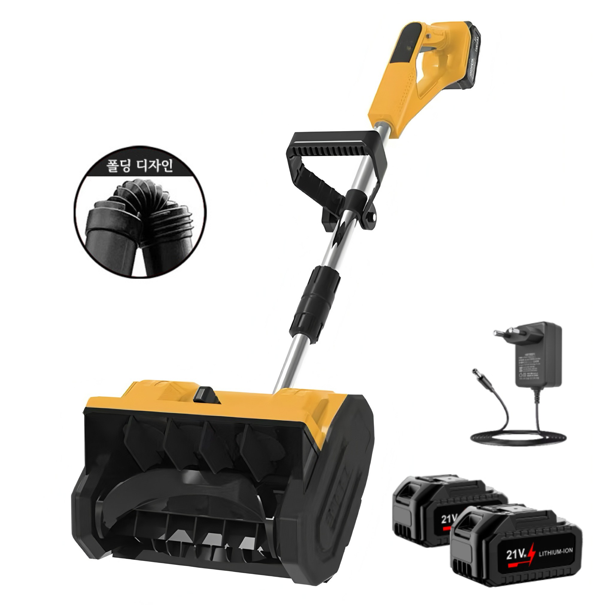 [국내발송] VoltMate 21V 무선 충전식 고성능 리튬 배터리 제설기 다기능 소형 제설기 모래 제거기 접이식 휴대용 제설기 4.0Ah 듀얼 배터리 세트, 1세트 139,850원