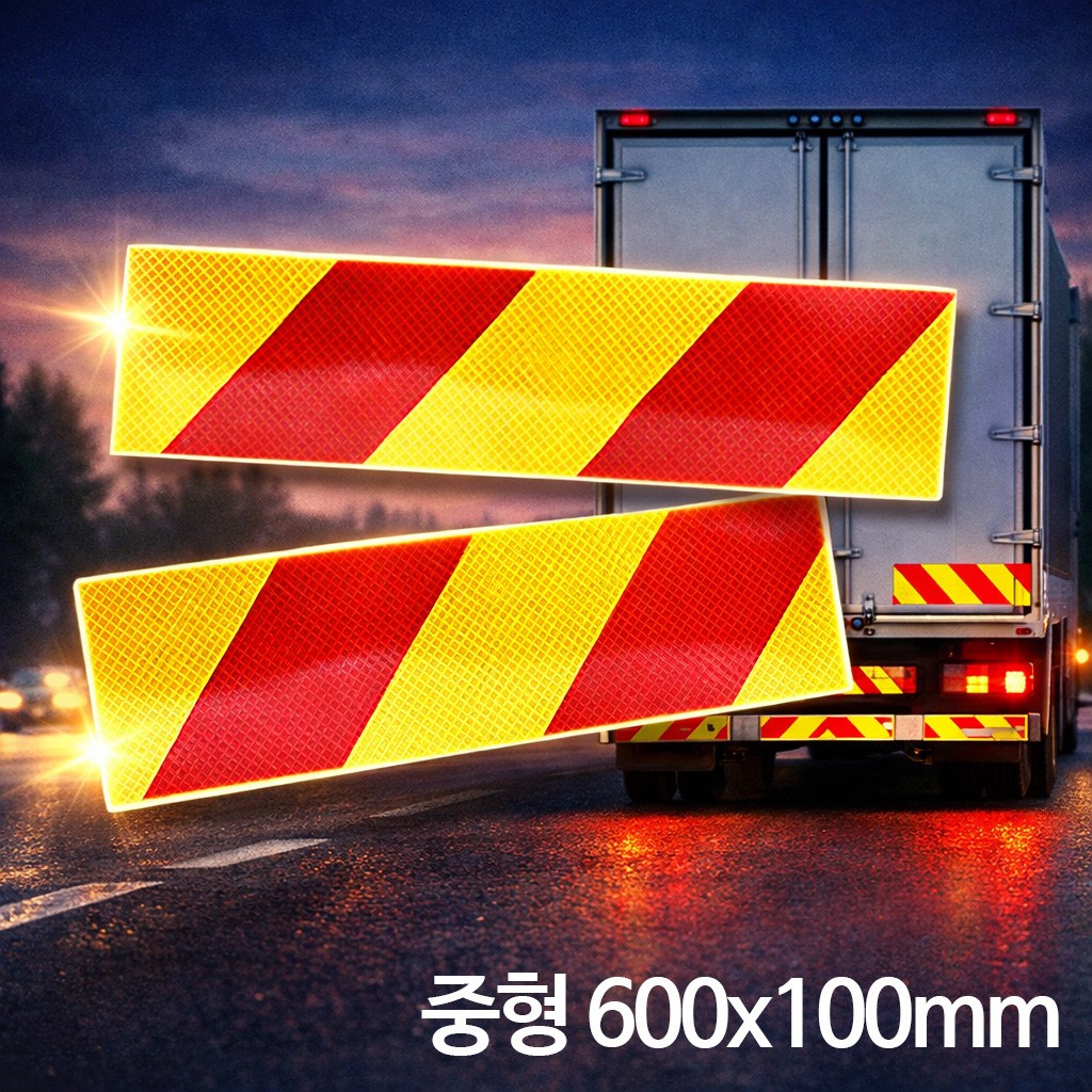 KC인증 초고휘도 중장비 화물차 후부 반사스티커 중형 좌/우 SET [600x100mm] 6,500원