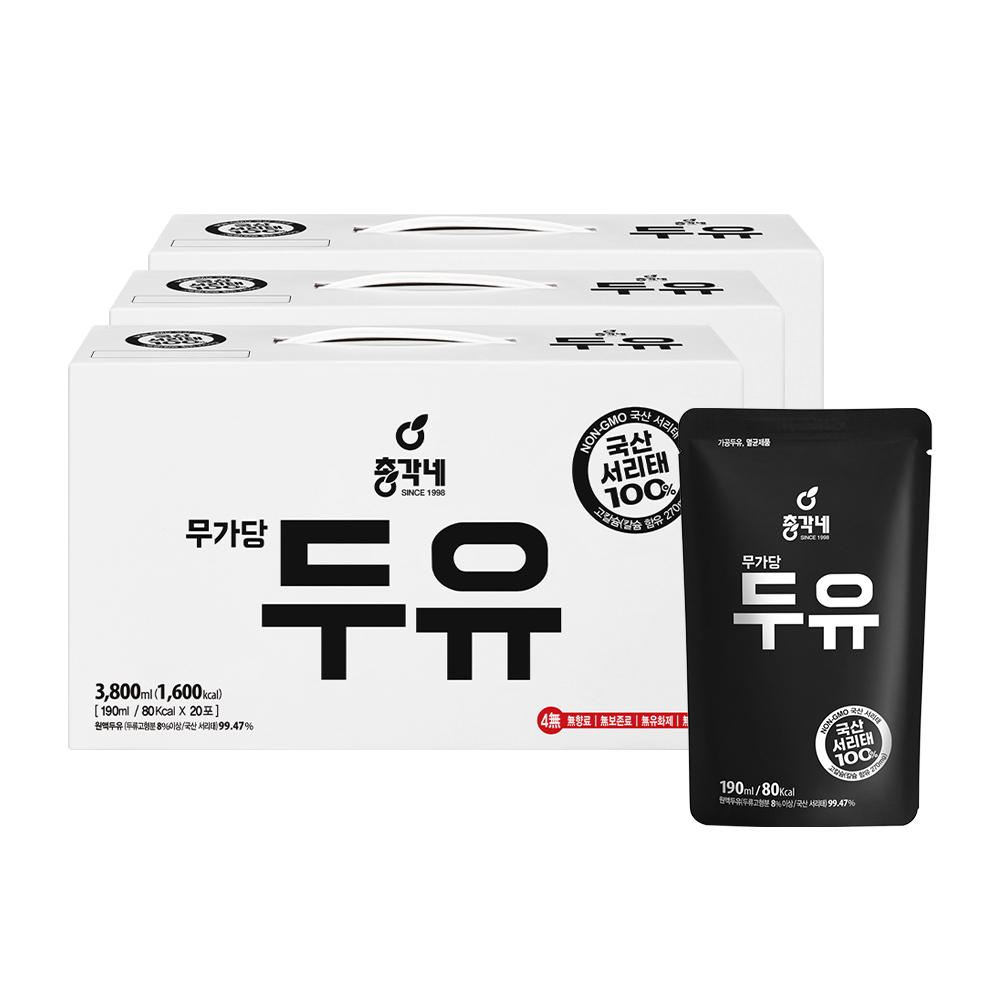 총각네 국산 서리태 무가당두유, 190ml, 60개 73,800원
