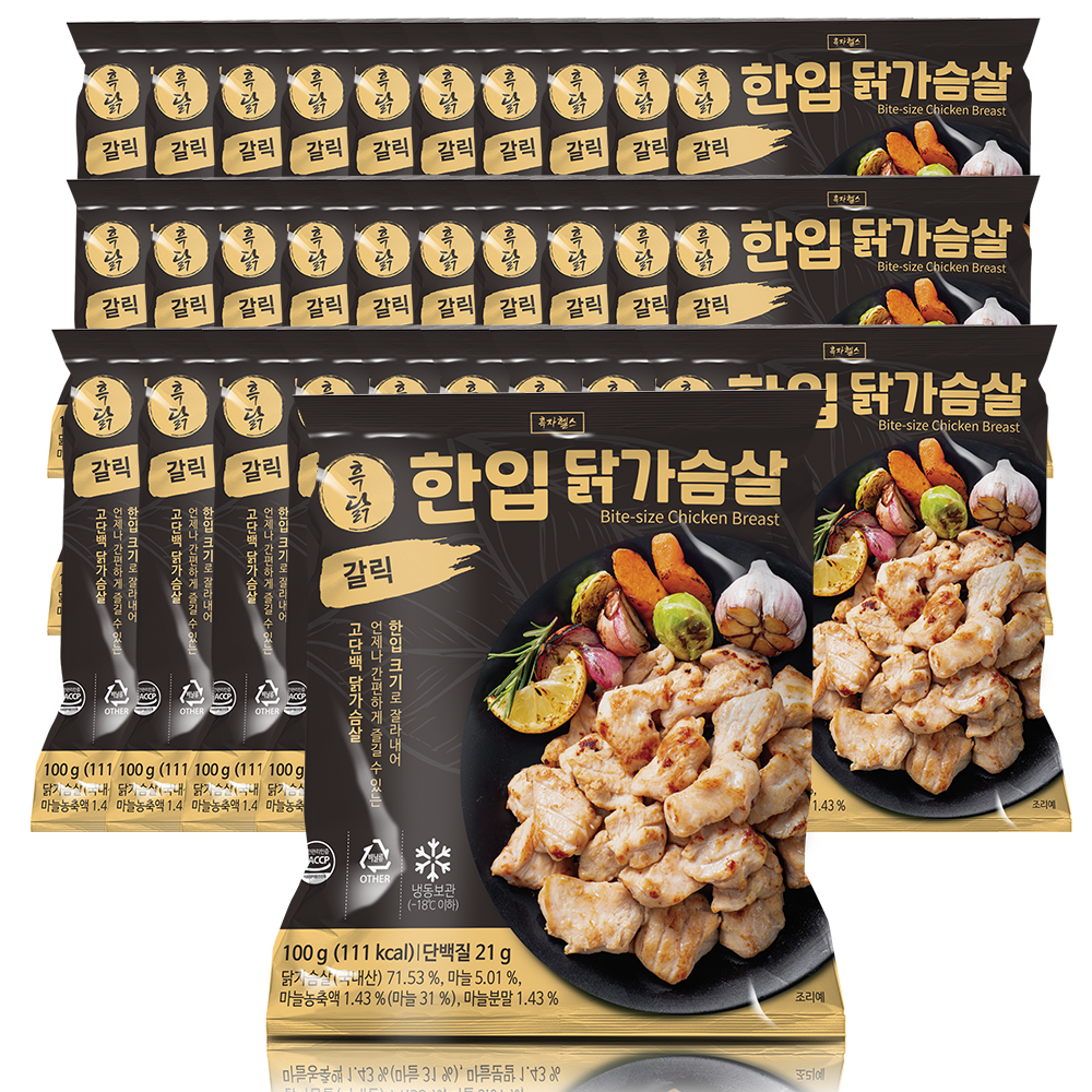 흑닭 한입 닭가슴살 갈릭, 100g, 30개 58,740원