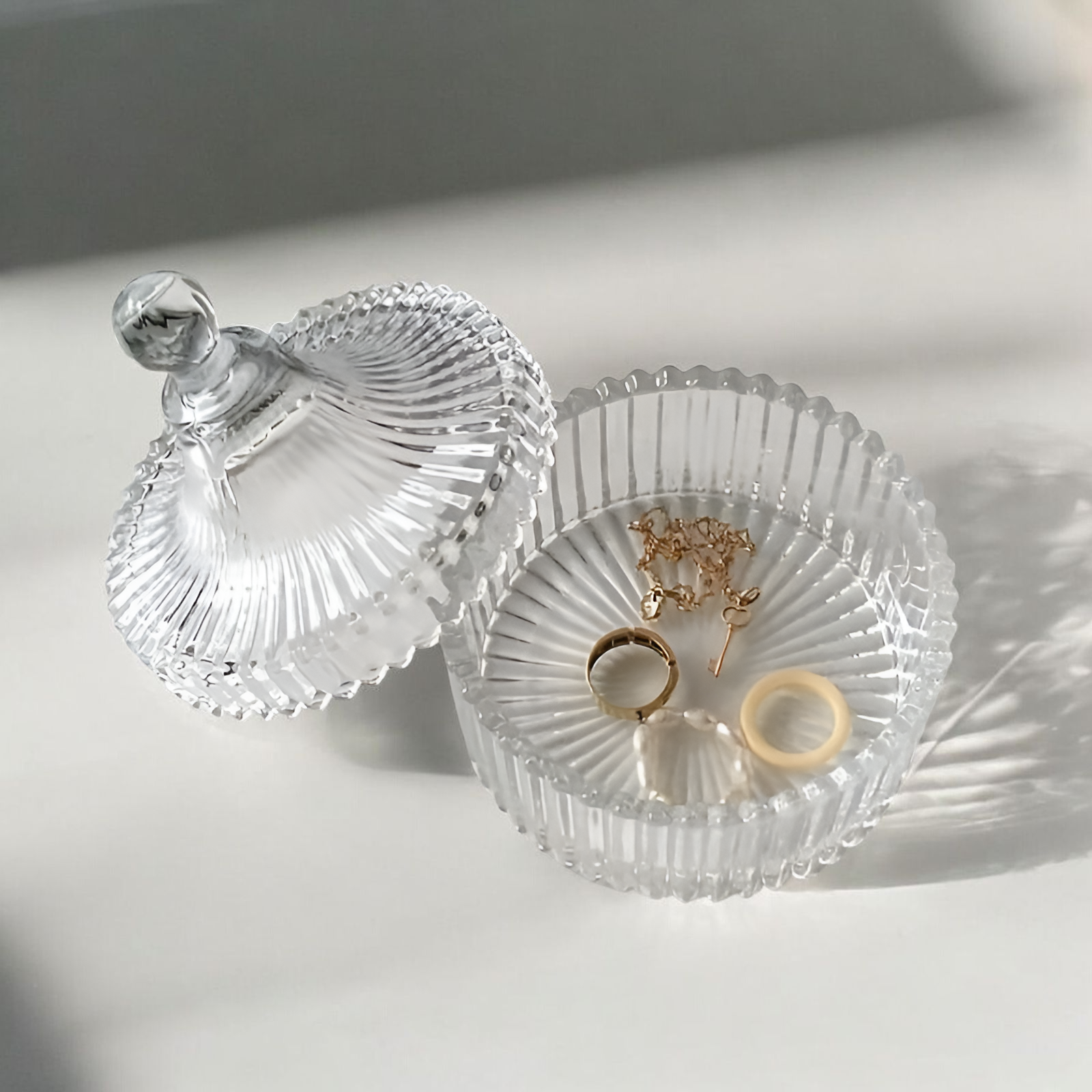 레트로 릴리프 투명 유리 보석함 소품 정리함 6,500원