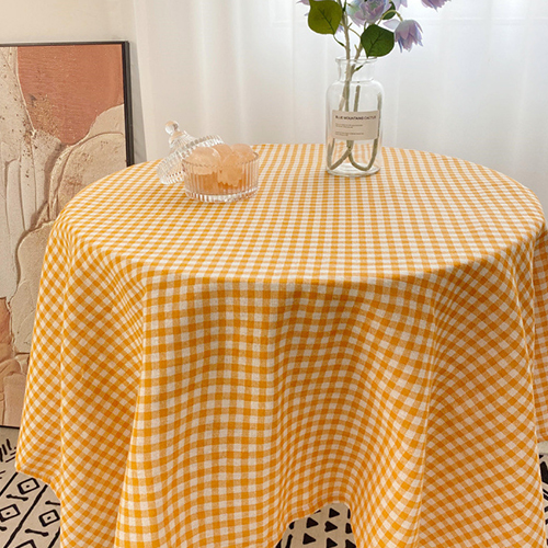 GUNU 홈카페 빈티지 감성 체크 테이블보, 옐로우, 1개, 90 x 90 cm 11,690원