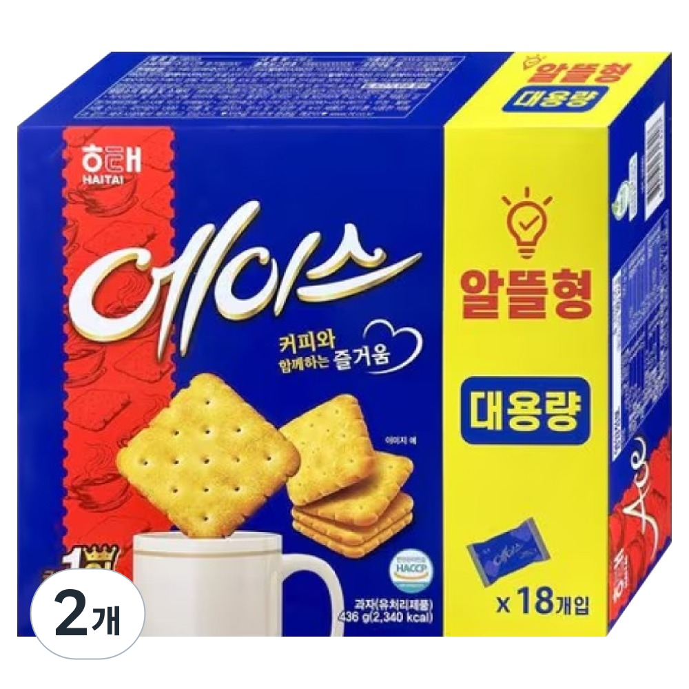 해태에이스 과자 알뜰형 대용량, 436g, 2개 13,500원