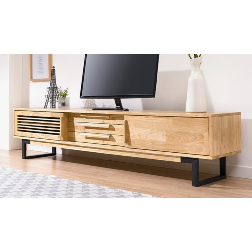 레트로풍 멀티도어 원목 TV다이 거실장(200cm 2색) 자취방 추천 고급 튼튼한 수납형, 내추럴 577,760원