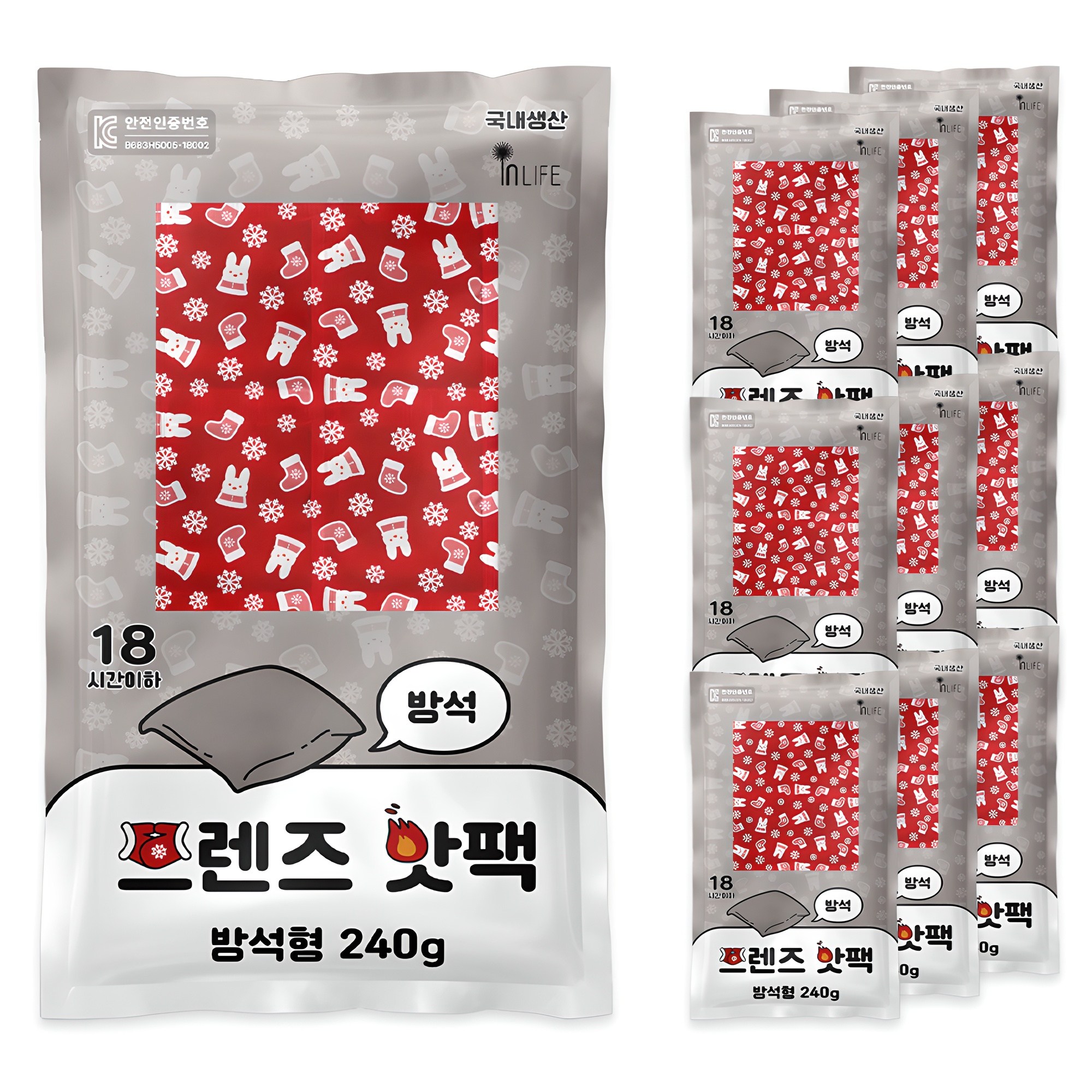 인라이프 국내 제조 방석형 프렌즈 핫팩 240g, 10개 11,500원