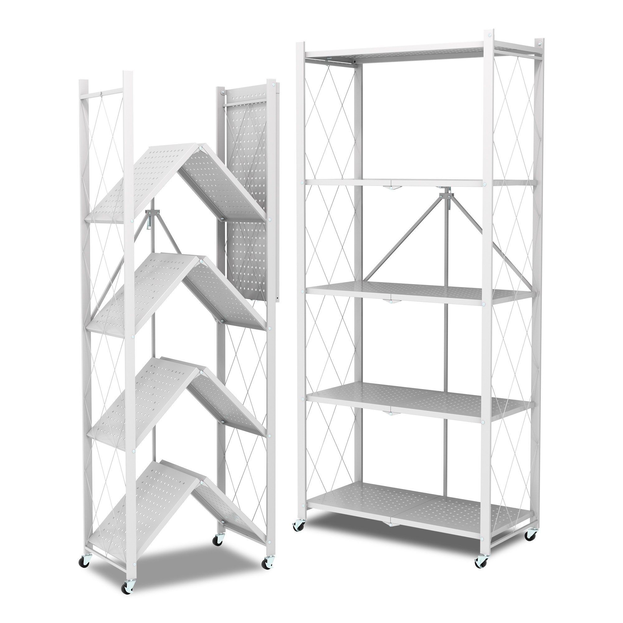 체인지업 폴딩 철제선반 2026 NEW 최신형 접이식 다용도 이동식 철제 주방 베란다 정리 수납장, 5단, 백색 48,900원