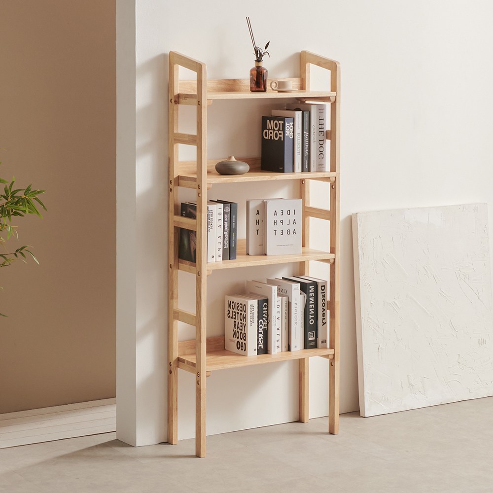 라로퍼니처 몬타 내추럴 고무나무 원목 책장 3단 4단 책꽂이, 몬타2내추럴 4단 113,000원