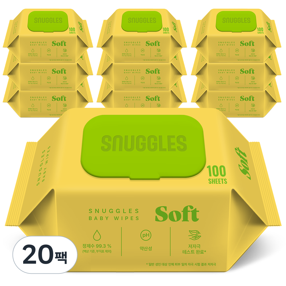 스너글스 소프트 유아용 피부 저자극 인증 아기물티슈 캡형 13,150원