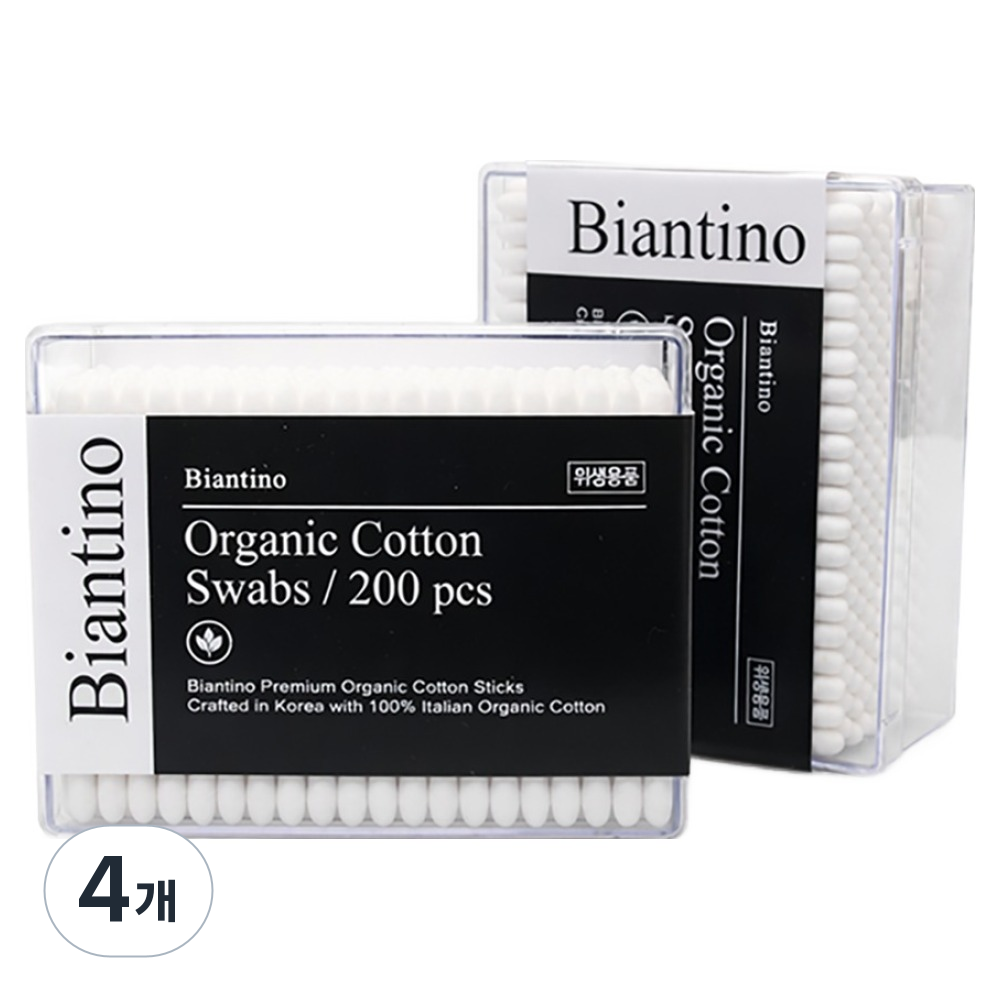 비앙티노 이탈리아 오가닉 코튼 프리미엄 면봉 26BRS301, 4개, 200개입 13,400원