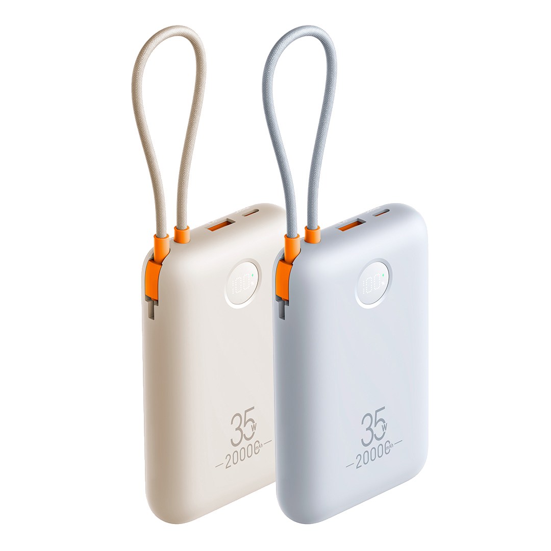 이메이션 파스텔 컬러 35W 초고속충전 스트랩 케이블 일체형 대용량 보조배터리, LCD잔량표시, 20000mAh, IMPB200, 베이지 41,900원