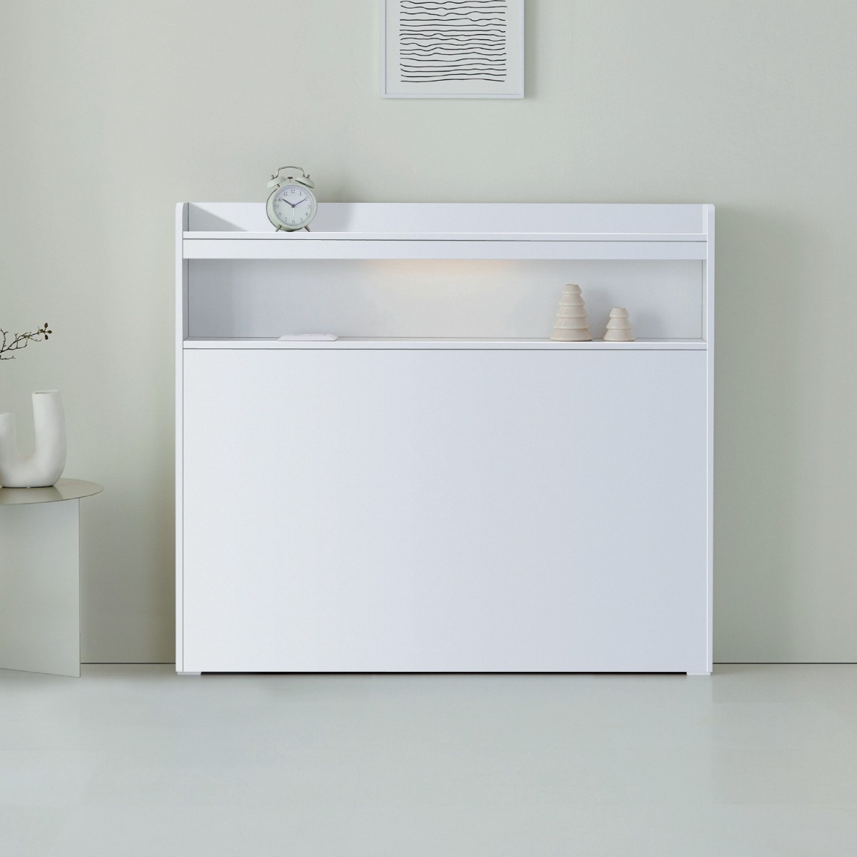 LED조명 콘센트까지 국내 생산 틈새수납 침대 헤드보드 SS/Q/K 6colors, 네이비화이트 59,900원