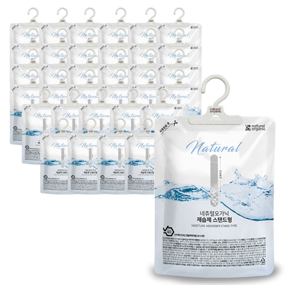 네츄럴오가닉 무향 스탠드형 제습제 150g 40개+전용 옷걸이 후크 40개 37,900원