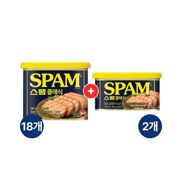 스팸 클래식 340g 18개+스팸 200g 2개 124,300원