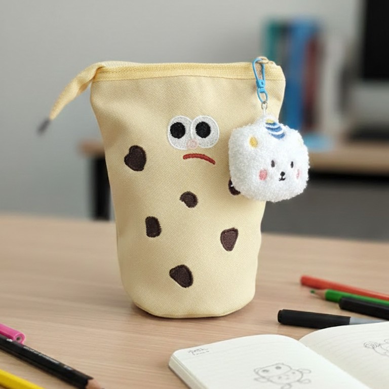 공신강림 대용량 귀여운 필통 스탠딩 파우치 키링, 1개, 옐로우 9,000원