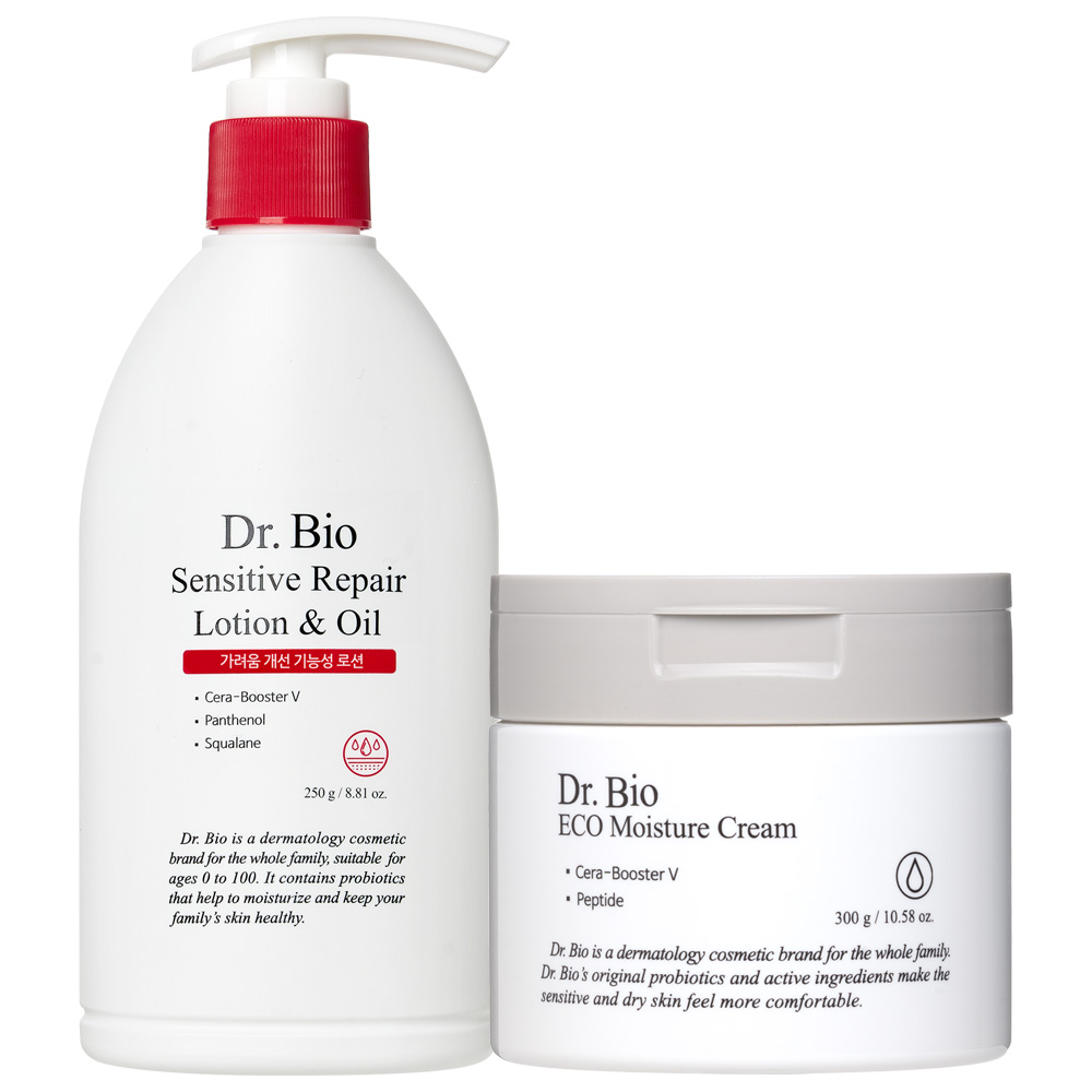 [1+1] 닥터바이오 고보습 아기 민감성 페이스 앤 바디 로션&크림 세트 (센시티브 로션 앤 오일 250g+에코크림 300g) 43,000원