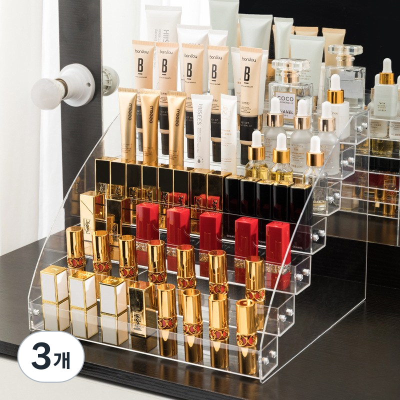 5단 투명 아크릴 립스틱 정리대 계단형 정리대, 3개, 투명색 20,590원