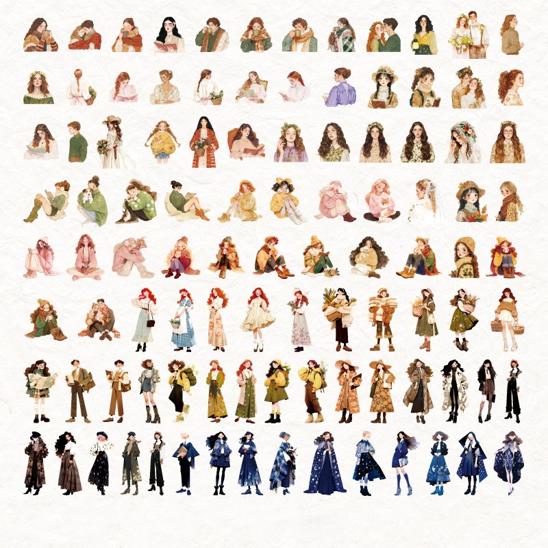 올리브파티 비밀의로맨스 시리즈 소녀 인물 빈티지 다꾸 감성 스티커 틴케이스 100매 세트 12,900원