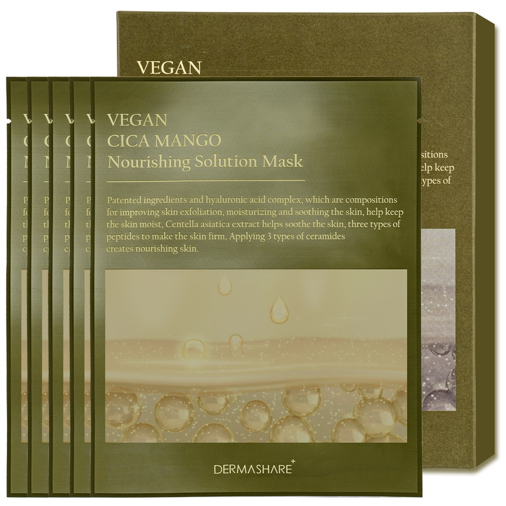 더마쉐어 비건 시카 망고 너리싱 솔루션 보습 수분 진정 마스크팩 25ml, 1개, 5개입 7,790원