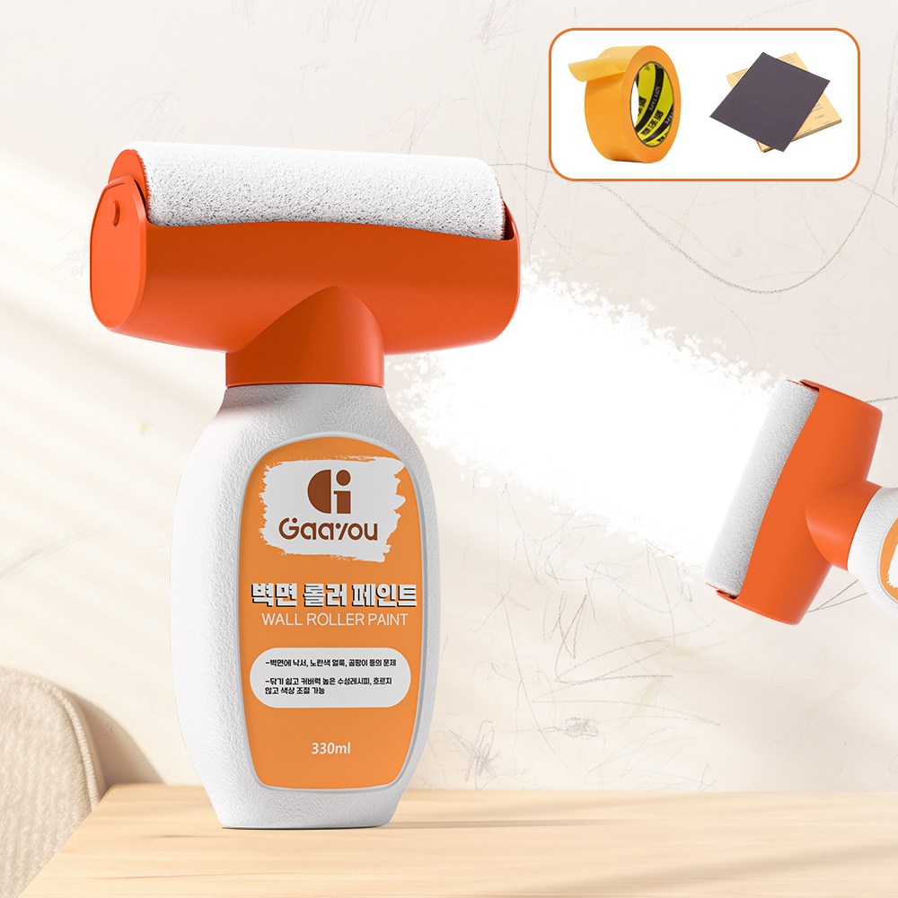 Gaayou 벽면 롤러 페인트 보수용 커버 속건페인트 500g 셀프페인팅 일체형 미니 벽지 오염 곰팡이 제거 11,900원