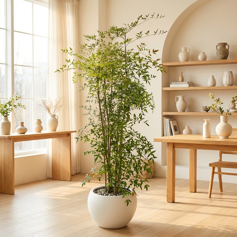특대형 남천나무 대형식물 사계절나무 실내인테러어식물 카페식물, 화이트 화분, 1개 349,000원