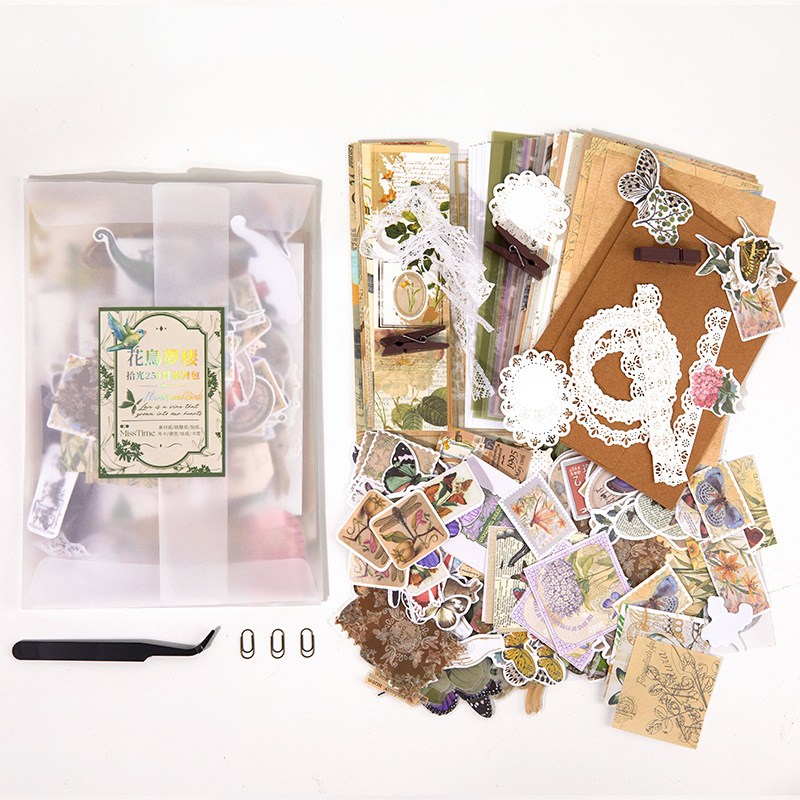 빈티지 감성 다꾸스티커 메모지 배경지 다어어리 꾸미기 스티커 다꾸패키지 세트, 251개, 화조 10,000원