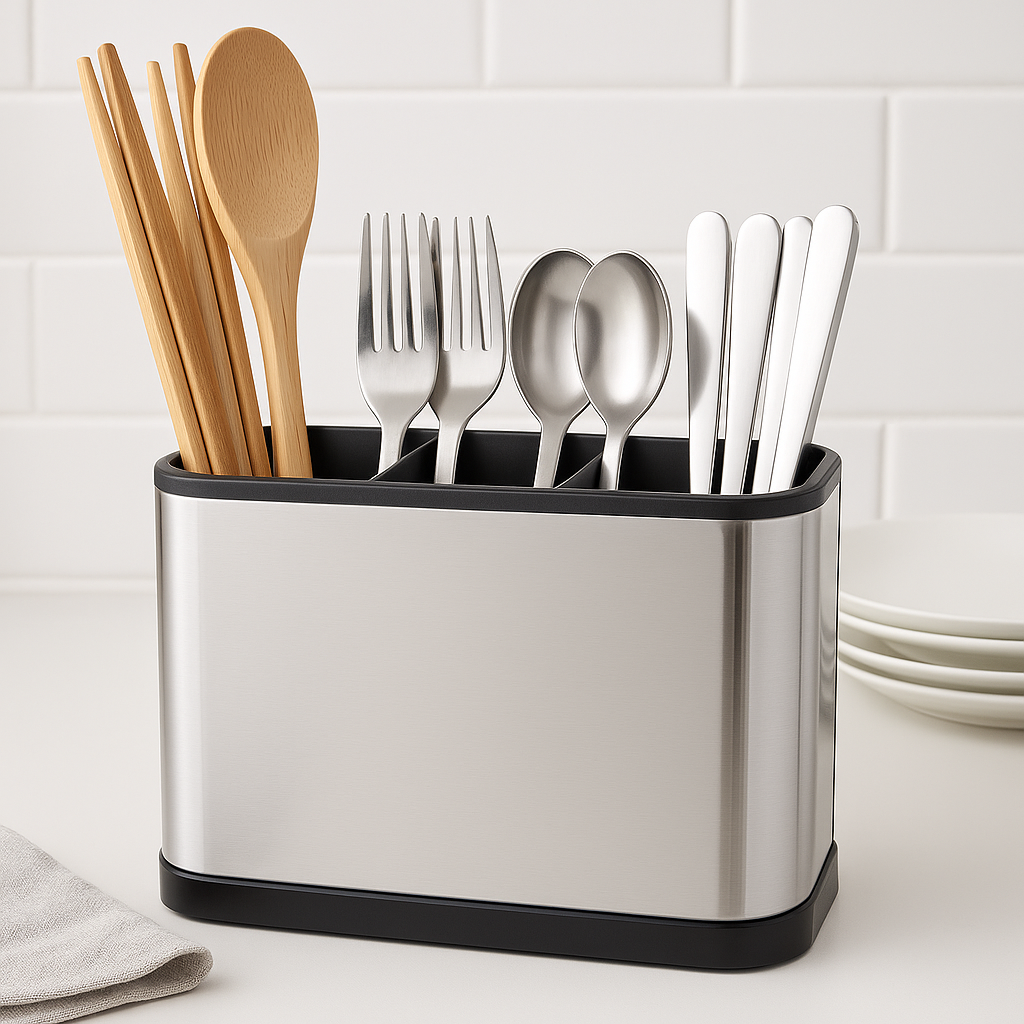 루움 위생보관 물빠짐 스테인리스 수저통, 1개, 실버 13,000원