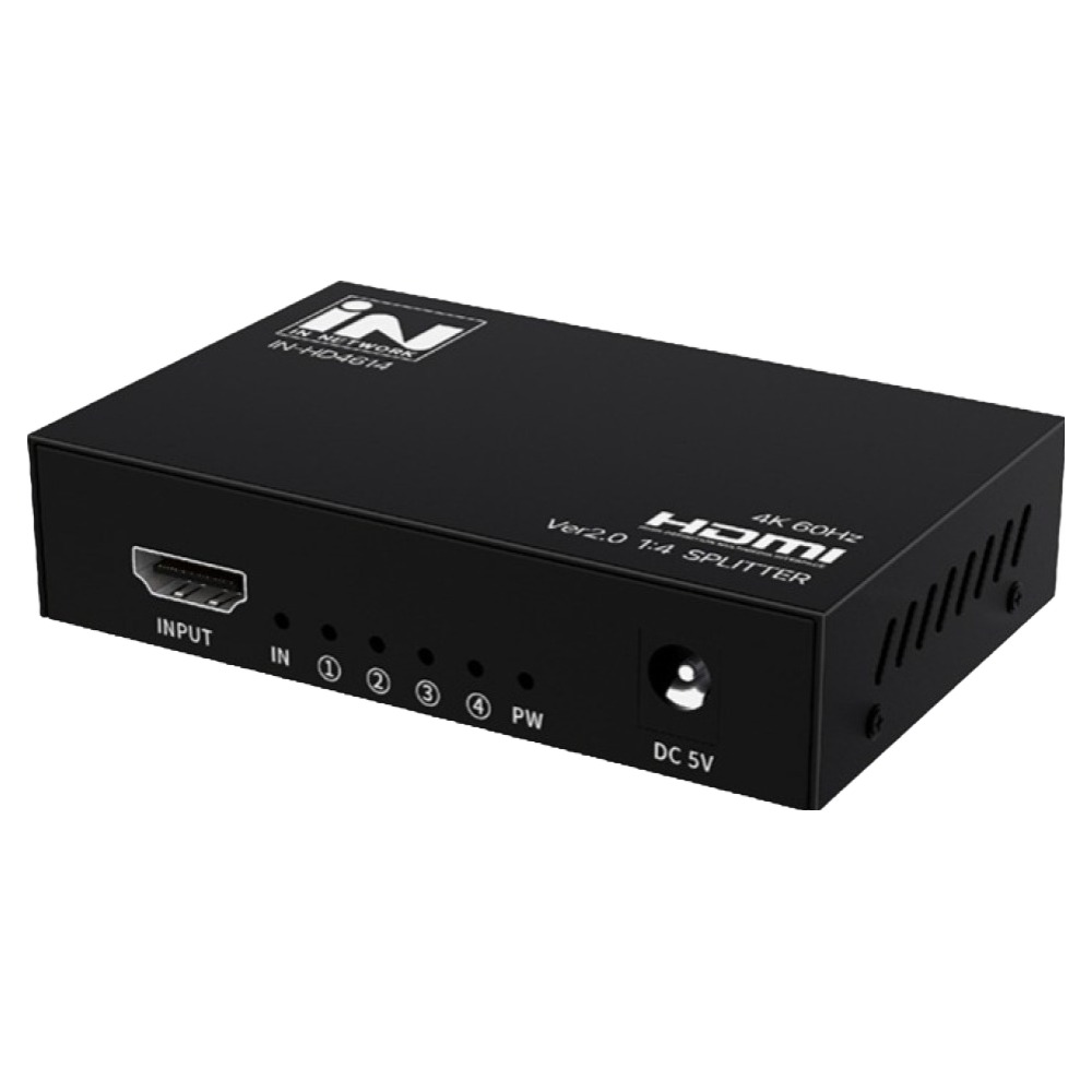 인네트워크 4K 60Hz 지원 HDMI Ver2.0 화면복제 1:4 미니 영상 분배기 아답터 포함 IN-HD4614, 혼합색상, 1개 30,700원