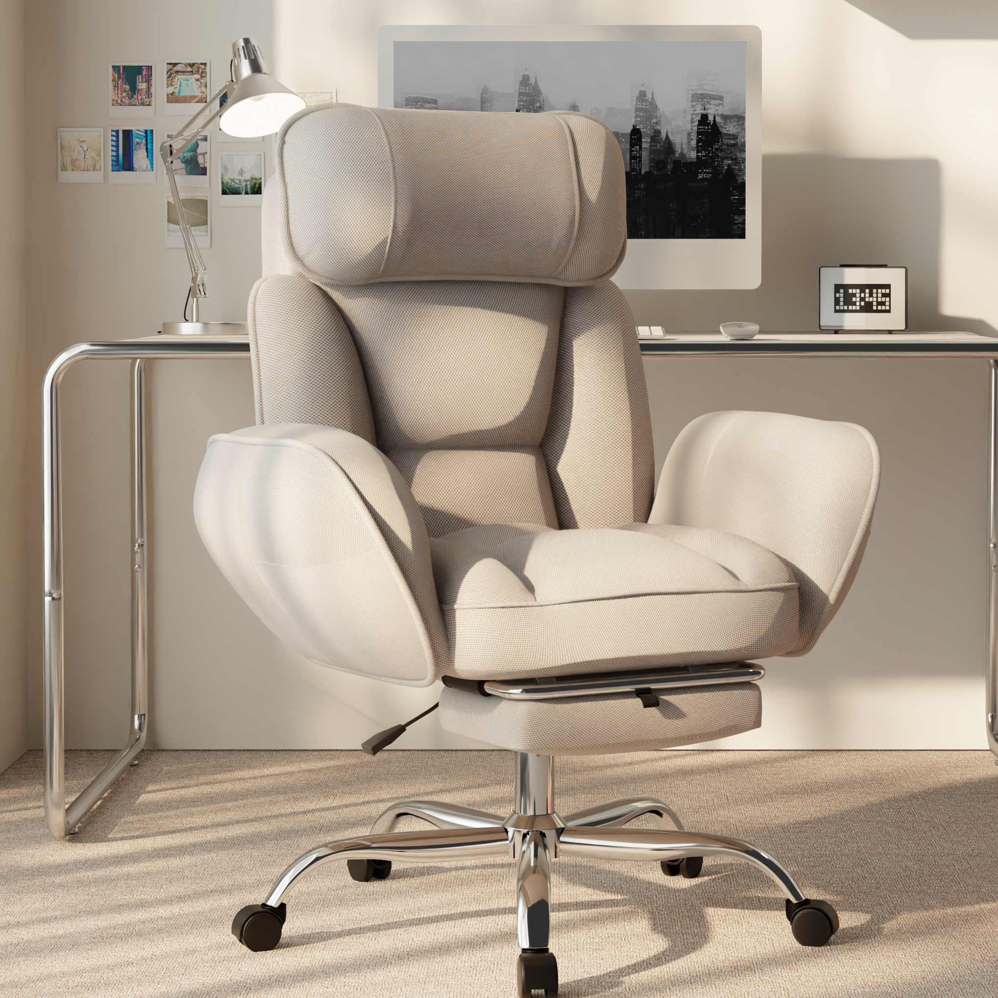 비애노 베어허그 메쉬 리클라이너 컴퓨터 책상 의자 방문설치, 라떼 161,500원