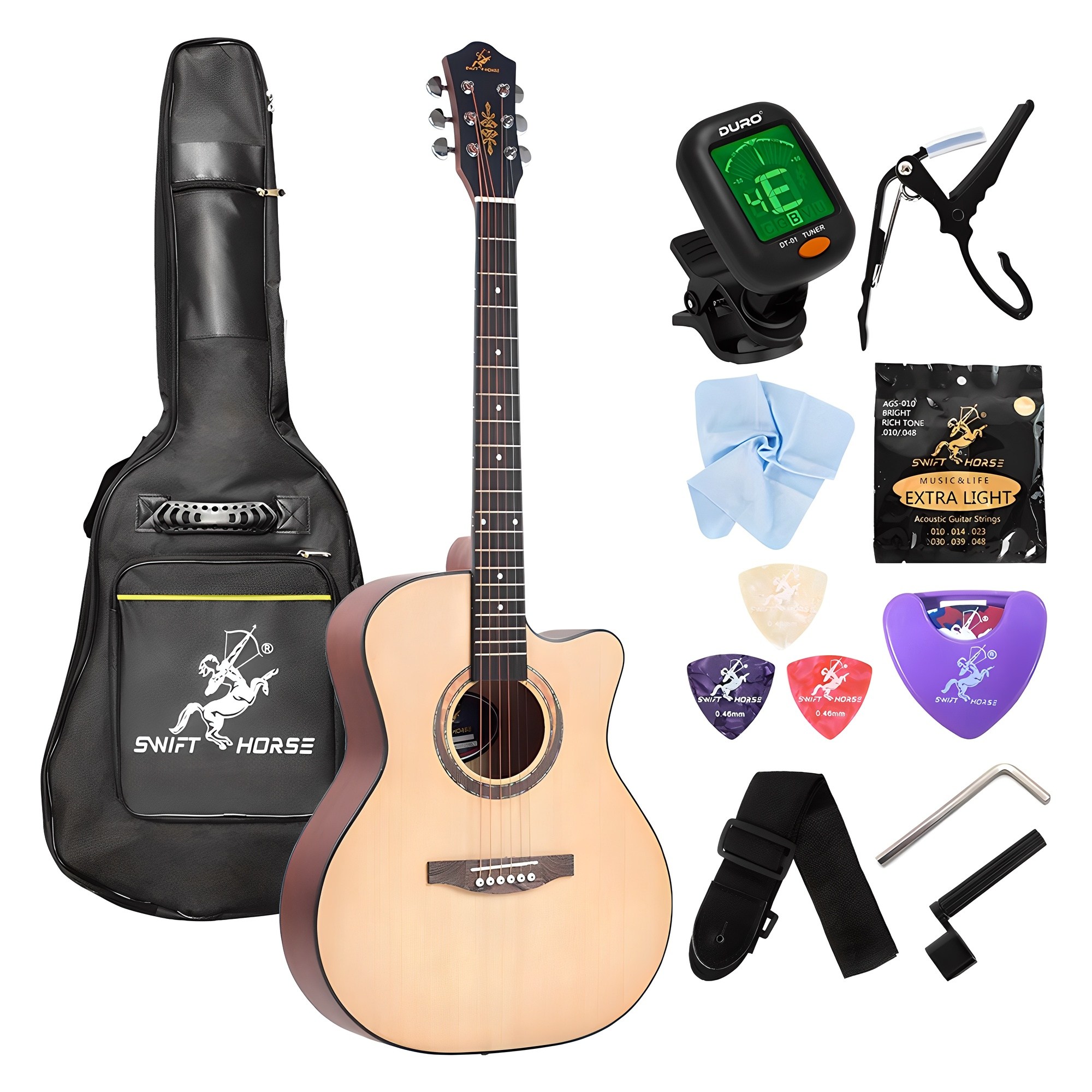 스위프트홀스 OM 컷어웨이 바디 입문용 통기타 + 구성품 10종, BL281, 혼합색상, 1세트, 현재가 99,000원