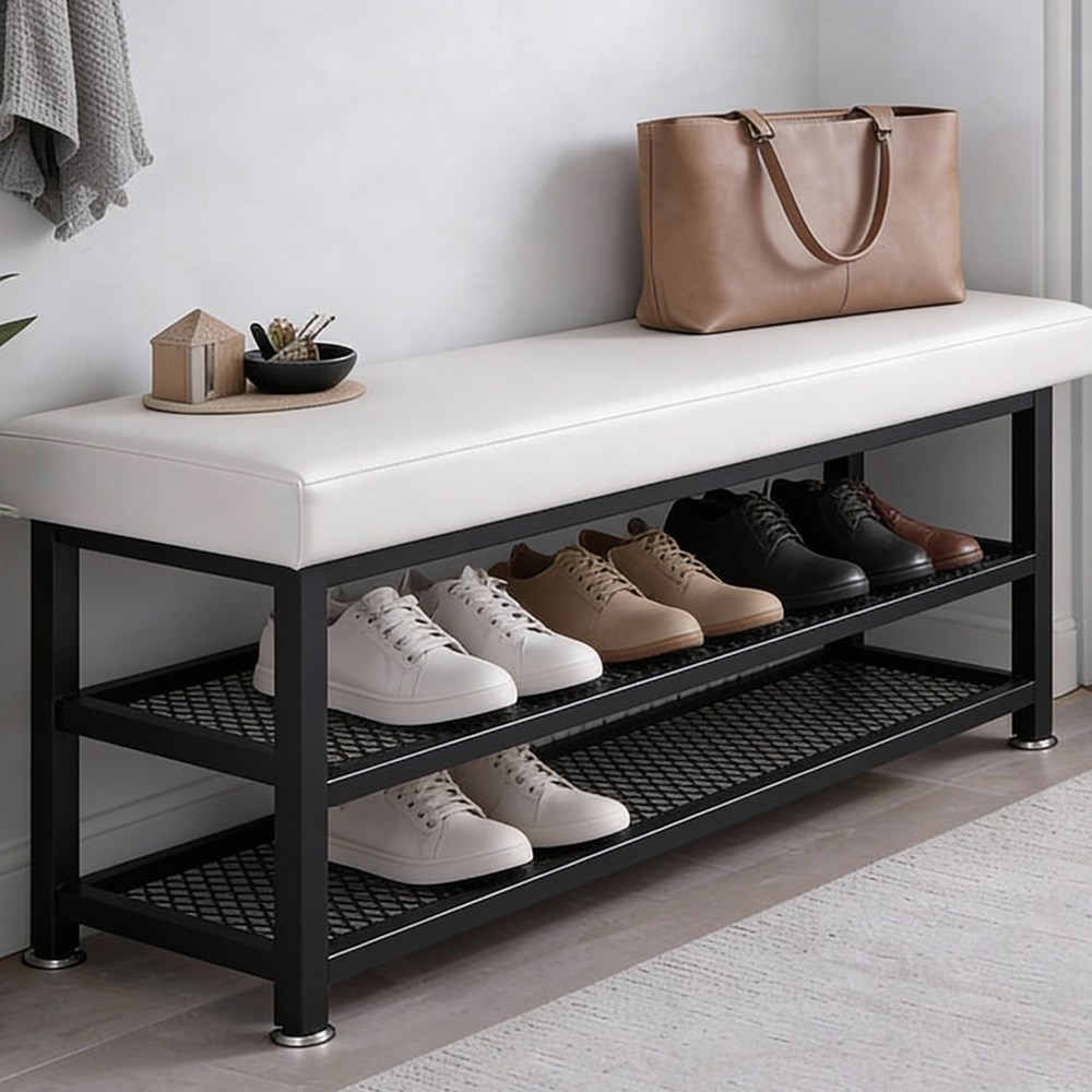 메르하임 현관 벤치형 튼튼한 신발장 정리대, 2단, 화이트 x 80cm 37,000원