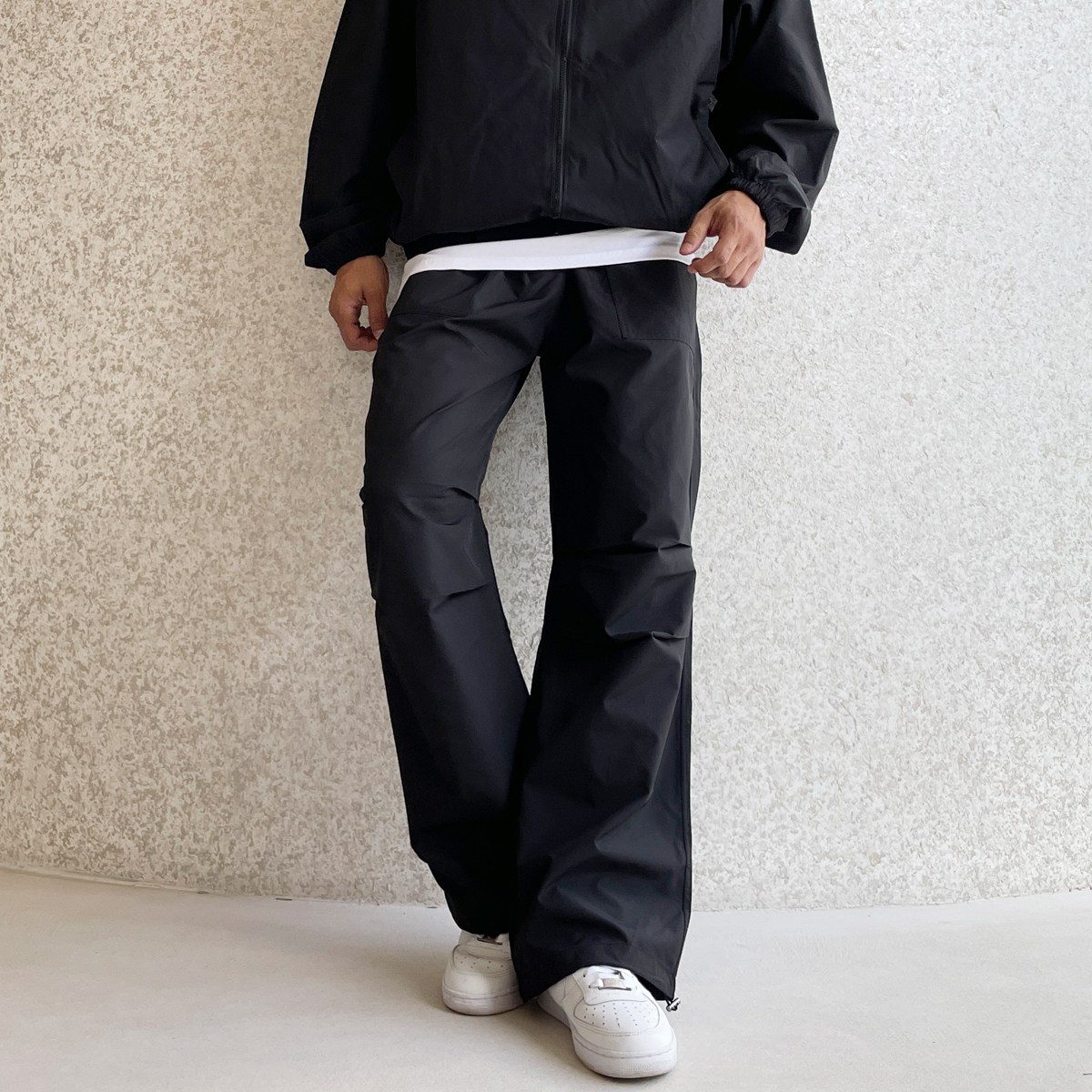 베럴댄나우 남성용 빅사이즈 무릎 핀턱 스트링 밴딩 와이드 팬츠 20,900원