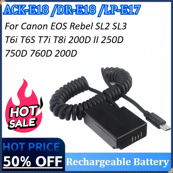 캐논 EOS Rebel SL2 SL3 T6i T6S T7i T8i 200D II 250D 750D 760D 200D 용 ACK-E18 DR-E18 LP-E17 더미 배 68,400원