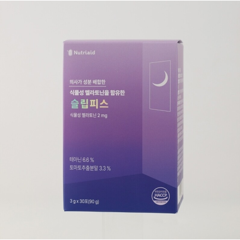 뉴트리에이드 식물성 멜라토닌 함유 슬립피스 1박스(30포) 2mg 3gx30포 수면케어 가바 감태 테아닌 31,500원