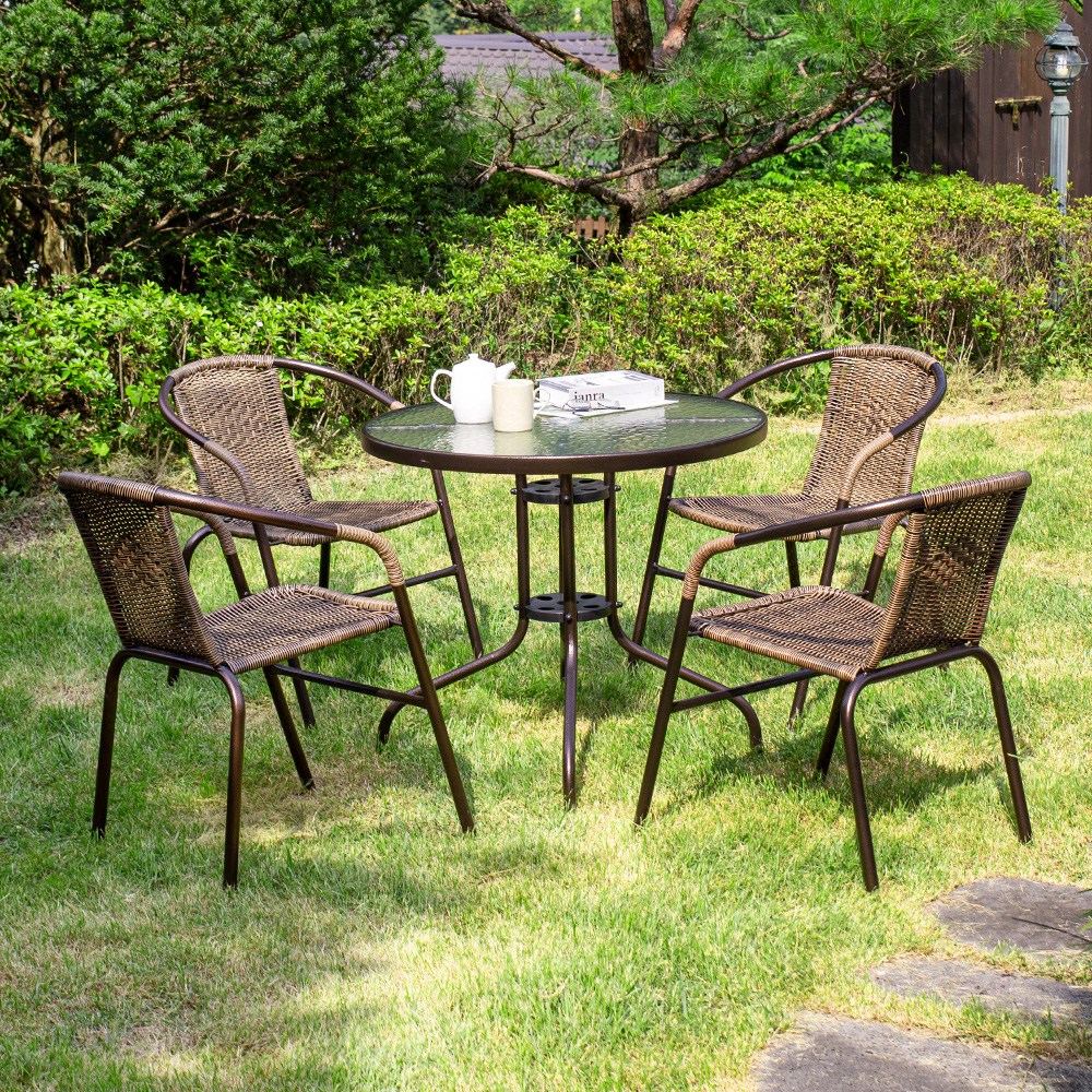 유로 아이 800 39번 4인 야외 테이블 세트, 테이블1ea+의자4ea 163,900원