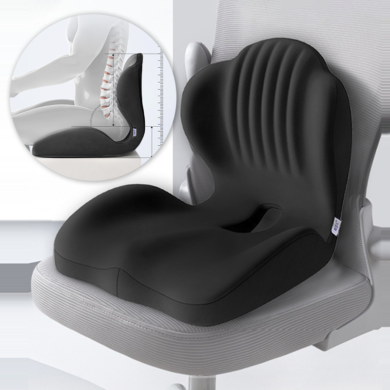 MOOZ 일체형허리방석 바른자세 허리쿠션 등받이 메모리폼 일체형허리쿠션 의자등받이, 블랙 42,000원