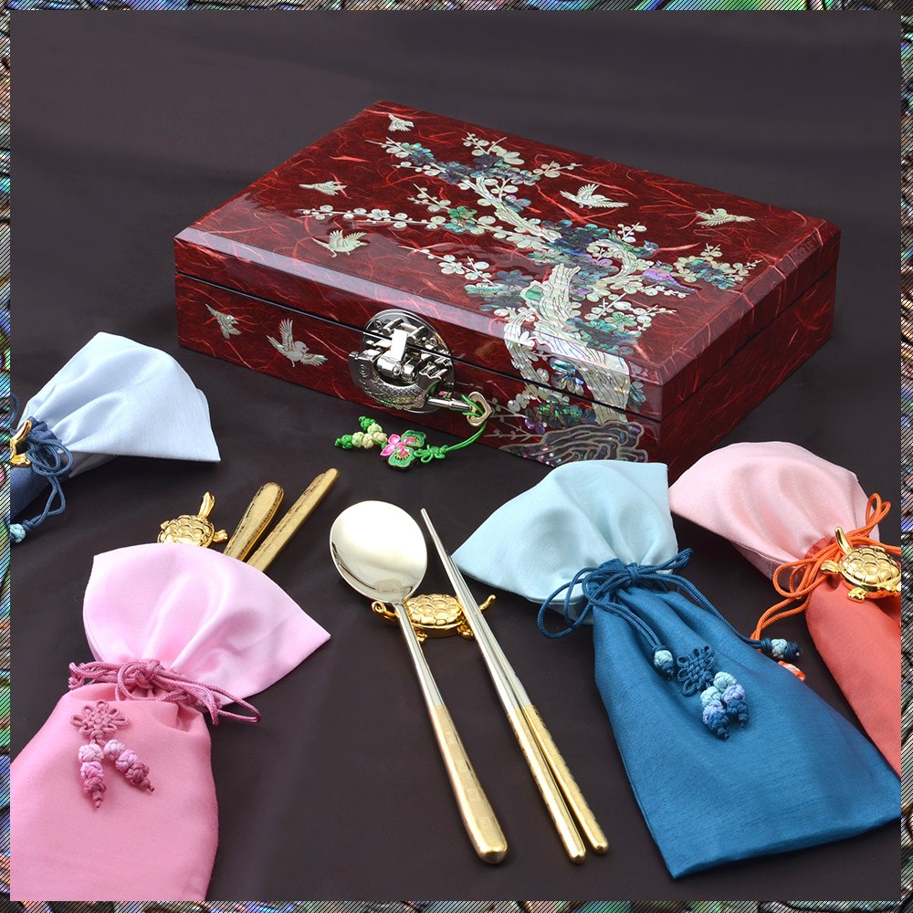 [H.jin 나전칠기 백수백복 진공 티타늄금수저세트(홈세트)] vip선물 외국인바이어 전통기념품 한국적인선물 회장님생신선물 사장님명절선물 부모님선물, 1개 348,000원