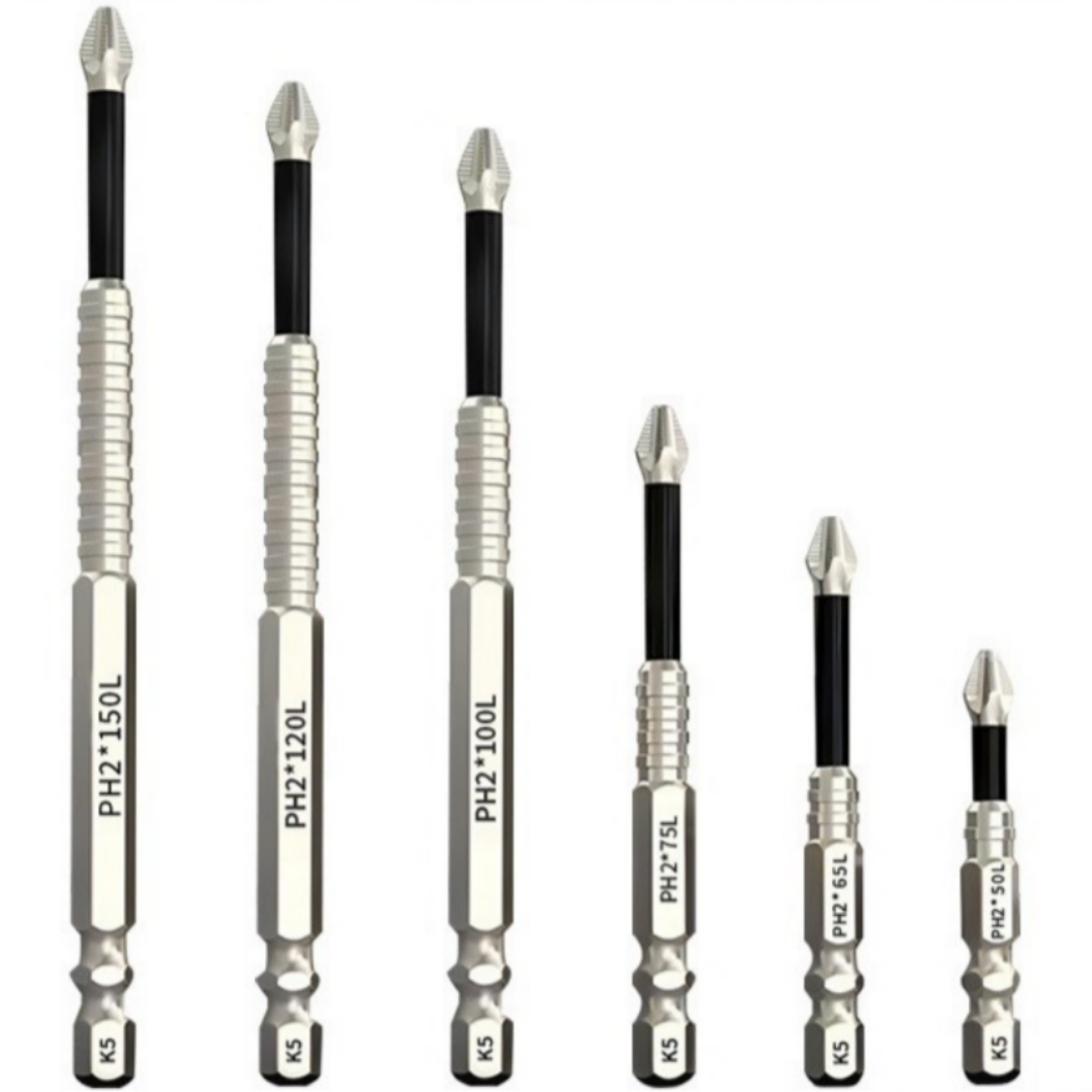 [6종세트]고자력 자석 십자 드라이버  비트 세트 논슬립 충격 방지 드릴비트 세트 강자성 미크럼 방지 및 충격 방지 마그네틱 육각 k5 합금강 11,440원