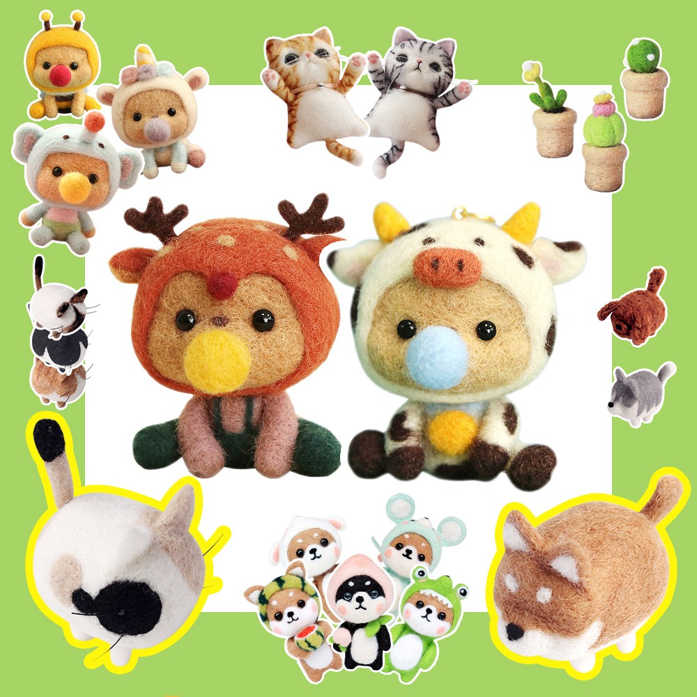 양모펠트 (한글설명서 제공) 종합 다육이 강아지 고양이 시바 풍선껌 니들펠트 취미 선물, 키다리 노란꽃 4,000원