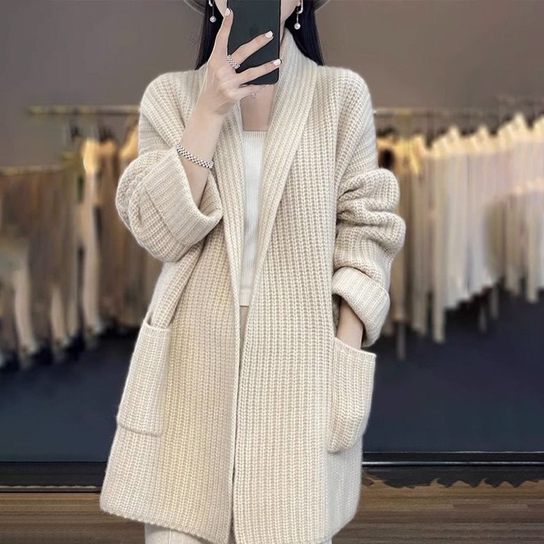 ORZQU 봄 가을 여성 니트 카디건 캐주얼 굵은 실 하프 루즈핏 긴팔 카디건 코트 20,800원