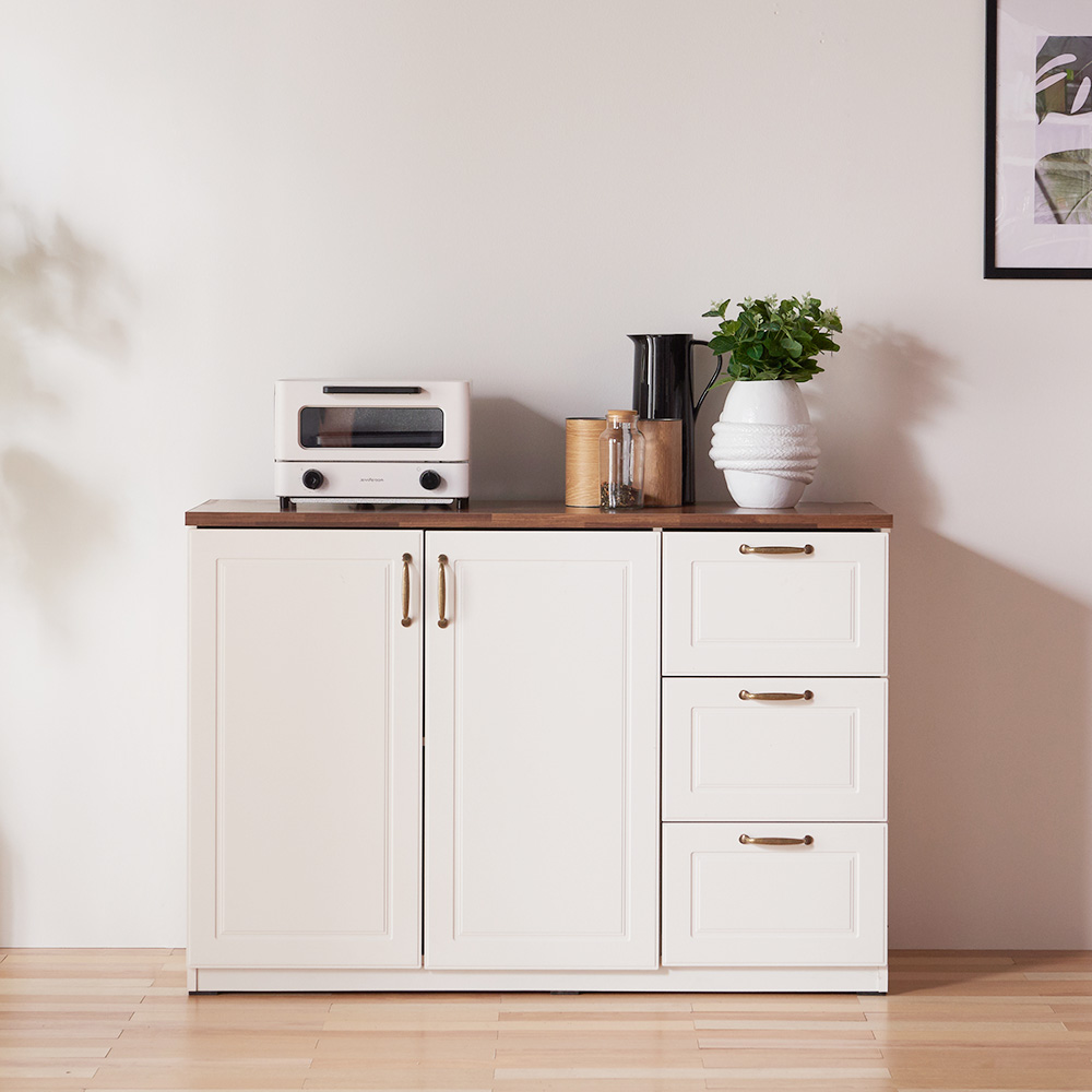 우아미 가구 하이디 1200 서랍주방수납장 방문설치, 화이트 214,030원